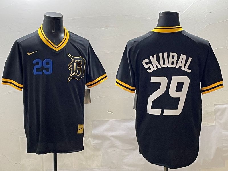 Men Detroit Tigers #29 Skubal Black Gold Game 2025 Nike MLB Jersey style 5